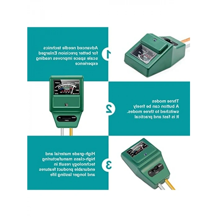 3ü 1 Arada Dijital Toprak Test Kiti, Nemi/Işık/pH Ölçer