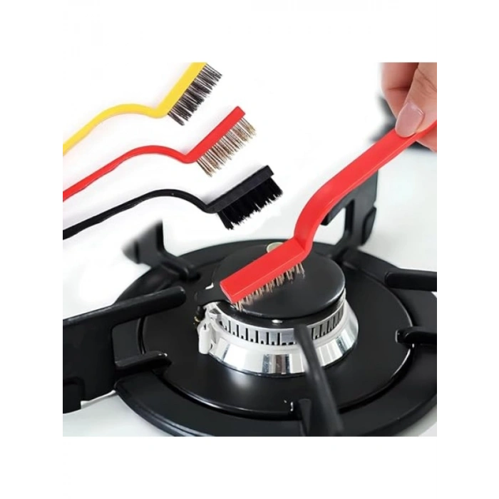 3ü 1 Arada Temizlik Fırça Seti, Bakır-Demir-Plastik Başlıklar ile