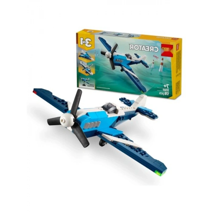 3ü 1 Arada Uçak Yapım Seti - Yarış Uçağı, Jet ve Helikopter Modeli