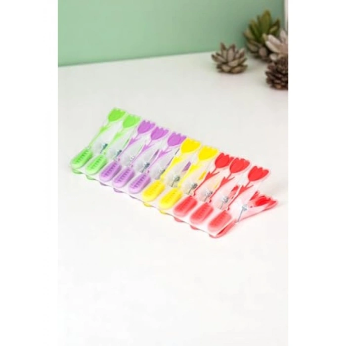 30 Adet Lale Desenli Şeffaf Silikon Mandal Seti