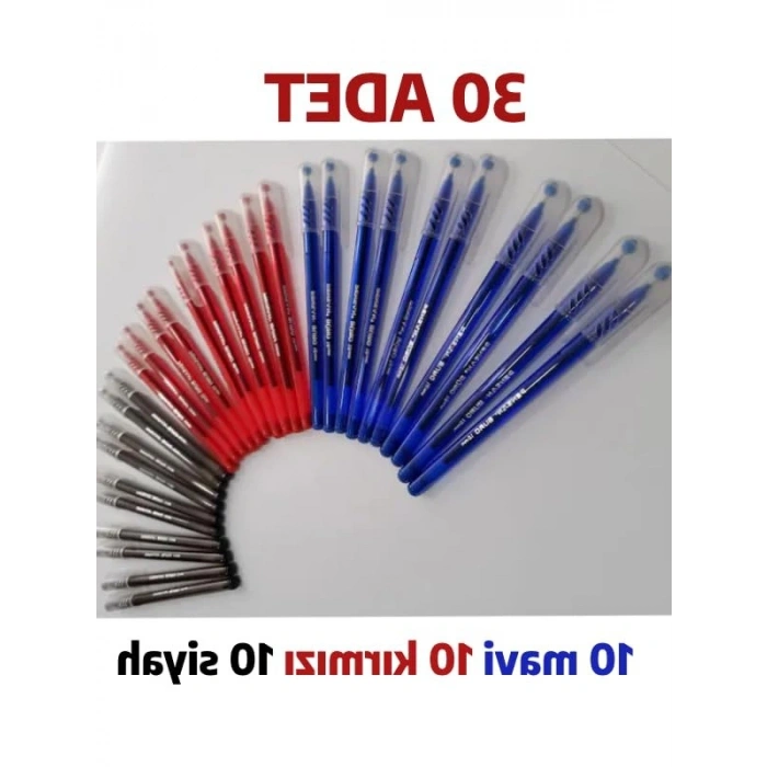 30 Adet Tükenmez Kalem Seti, 10 Mavi, 10 Kırmızı, 10 Siyah