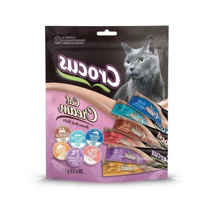 30 Adet x15 Gr 6 Çeşit Krema Kedi Ödülü, Lezzetli Atıştırmalık