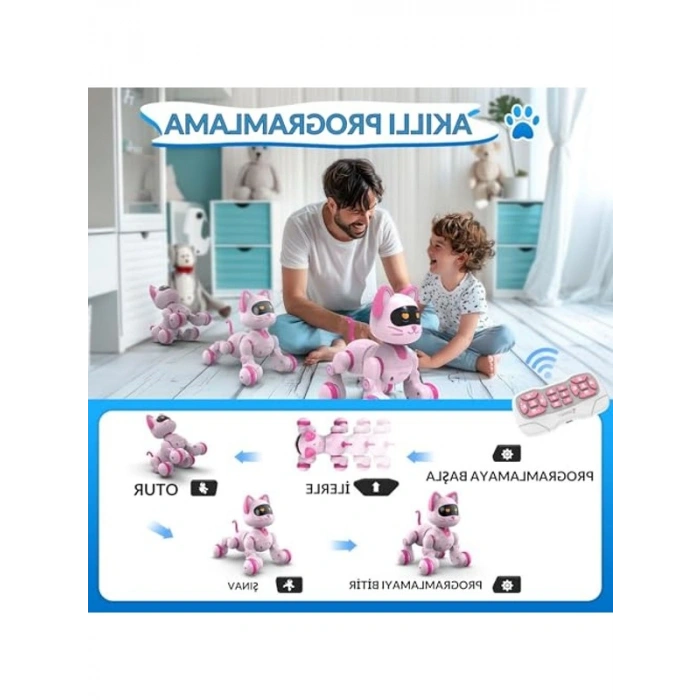 30 Fonksiyonlu Sesli ve Işıklı Programlanabilir Robot Köpek Oyuncağı