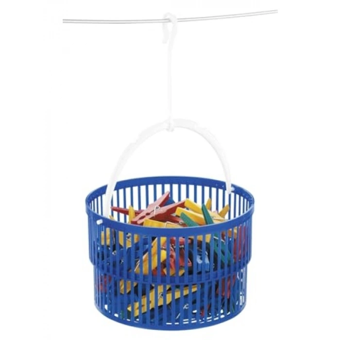 30 Mandallı Mavi Çamaşır Mandalı Sepeti