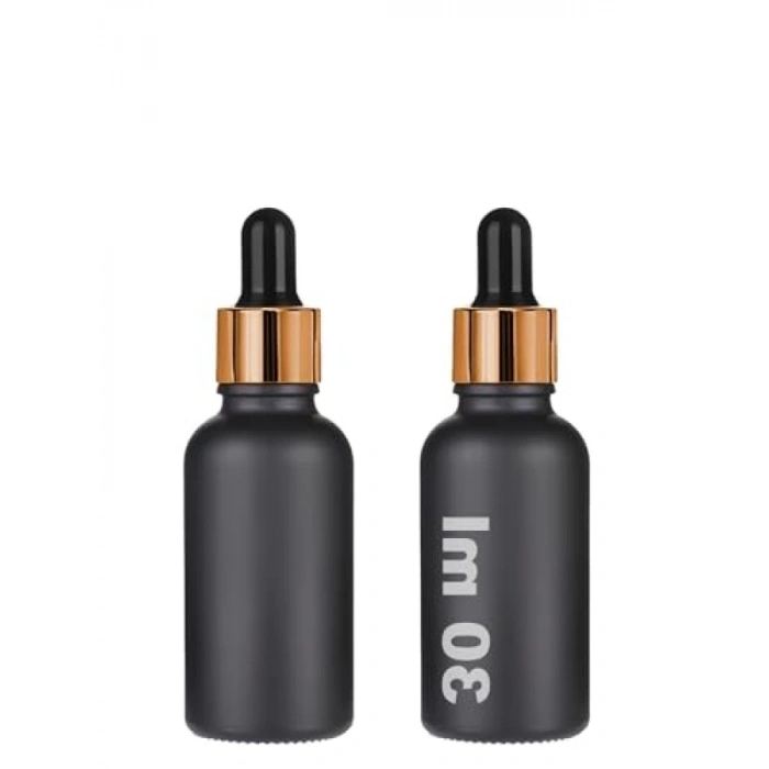 30 ml Mat Siyah Cam Damlalıklı Serum Şişesi - 2 Adet