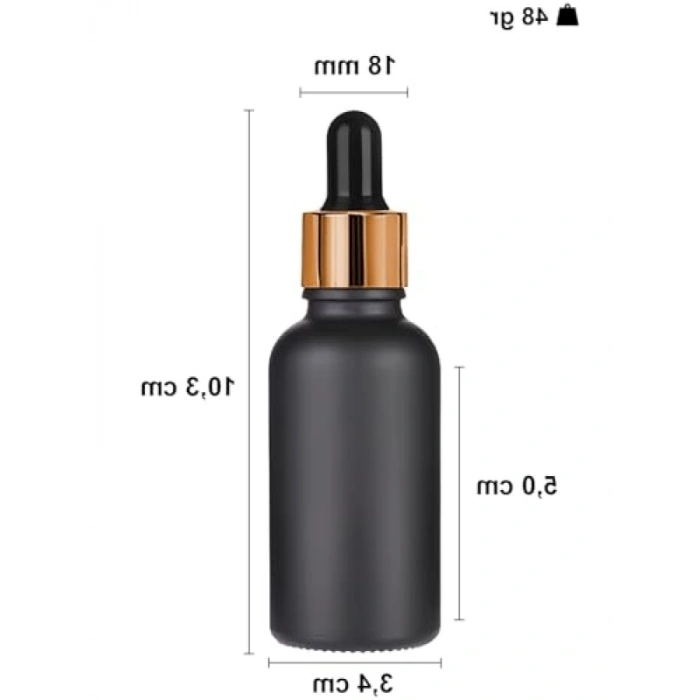 30 ml Mat Siyah Cam Damlalıklı Serum Şişesi - 2 Adet
