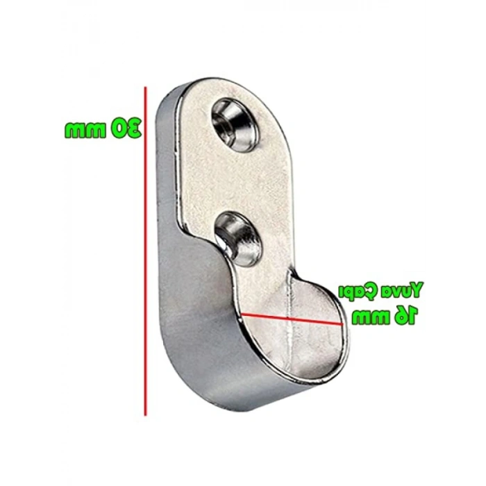 30 mm Krom Askı Flanşı - Oval Dolap Elbise Askı Aparatı (2 ADET)