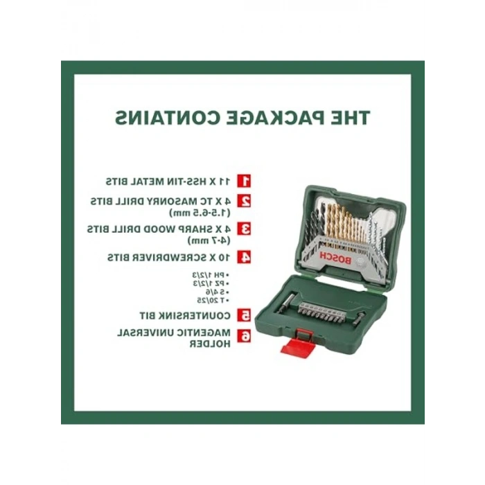 30 Parça Titanyum Matkap ve Vidalama Aksesuar Seti, Uzun Ömürlü