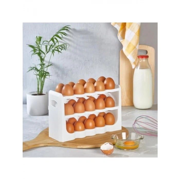 30 Yumurta Kapasiteli Şeffaf Buzdolabı Raf Düzenleyici