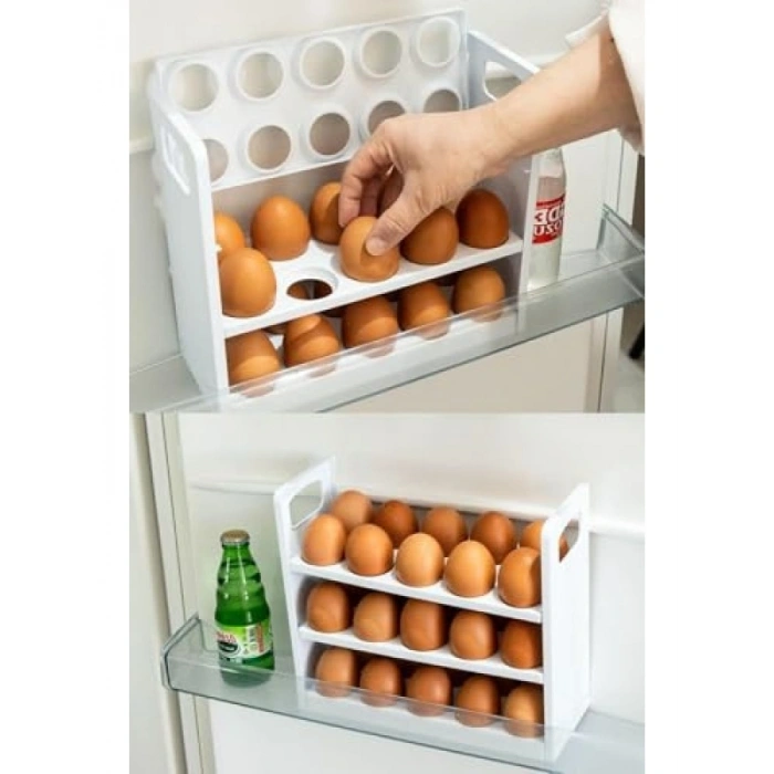 30 Yumurta Kapasiteli Şeffaf Buzdolabı Raf Düzenleyici