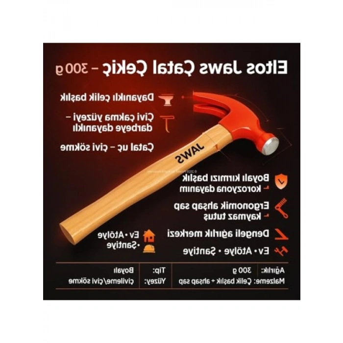 300 Gram Ağırlığında Ergonomik Ahşap Saplı Çatal Çekiç