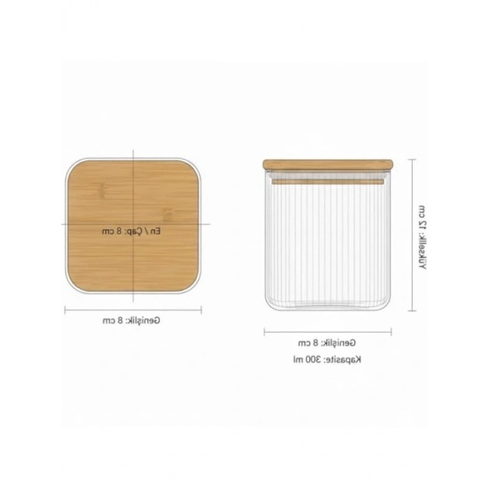 300 ml Bambu Kapaklı Sızdırmaz Cam Kavanoz