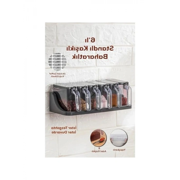 300 ml Kapasiteli 6lı Baharatlık Seti, Duvara ve Tezgaha Uygun