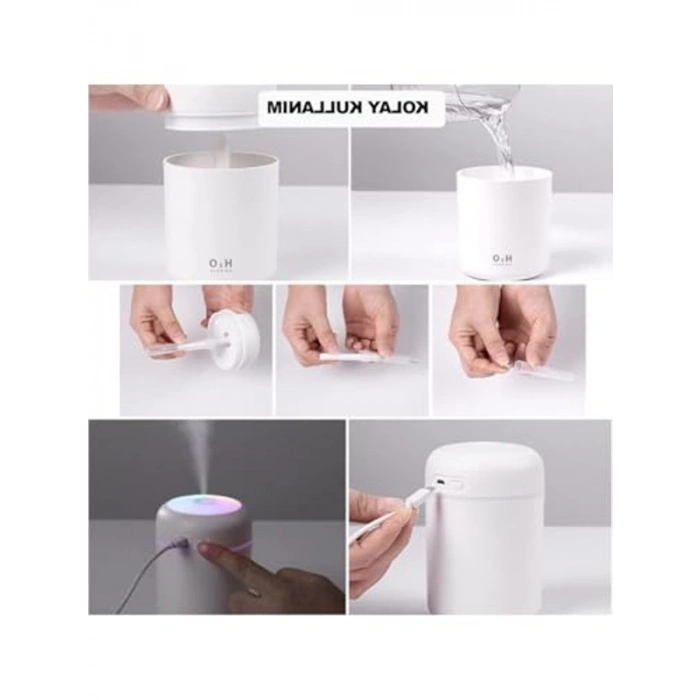 300 ml Kapasiteli Mini USB Hava Nemlendirici, LED Işıklı