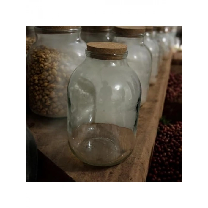 3000 cc Kapasiteli Mantar Kapaklı Cam Kavanoz