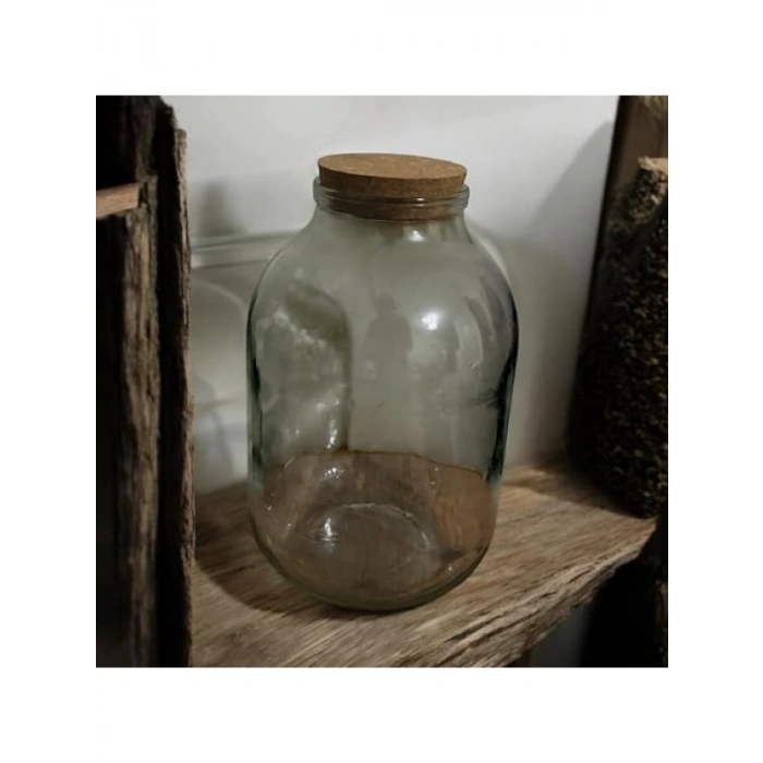 3000 cc Kapasiteli Mantar Kapaklı Cam Kavanoz