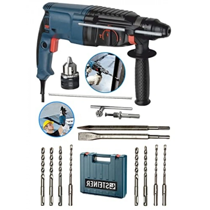 3000 Watt Güçlü Darbeli Matkap - 10 Uç ile