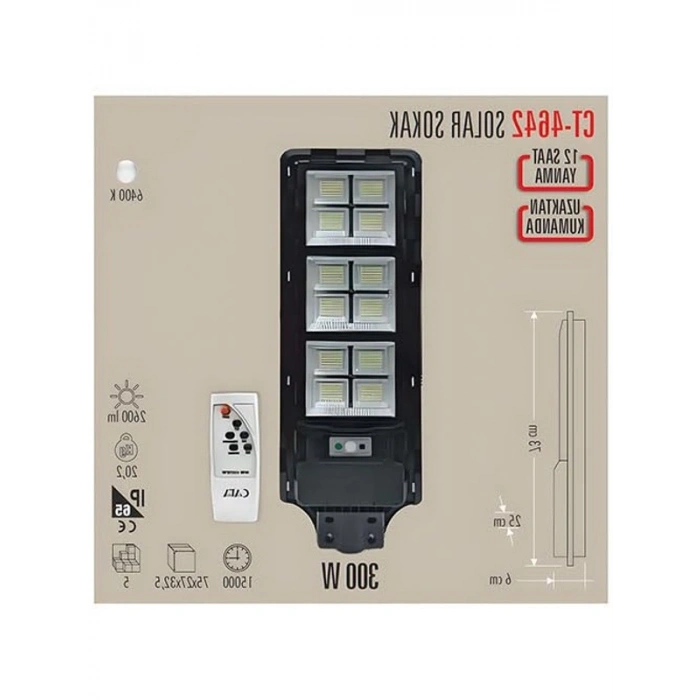 300W Beyaz Solar Led Sokak Aydınlatması, Enerji Tasarruflu Tasarım
