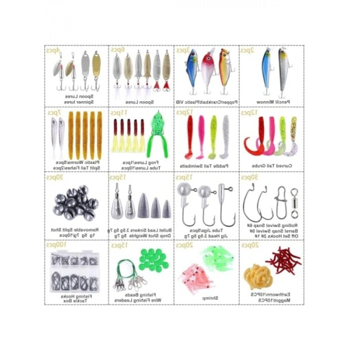 302 Parça Balıkçılık Seti - Katlanır Kutu ile Komple Takım