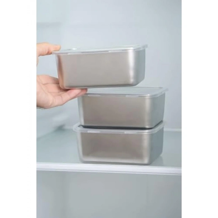 304 Çelik Beslenme Saklama Kabı, 550 ml Kapasite, 4 Adet Set