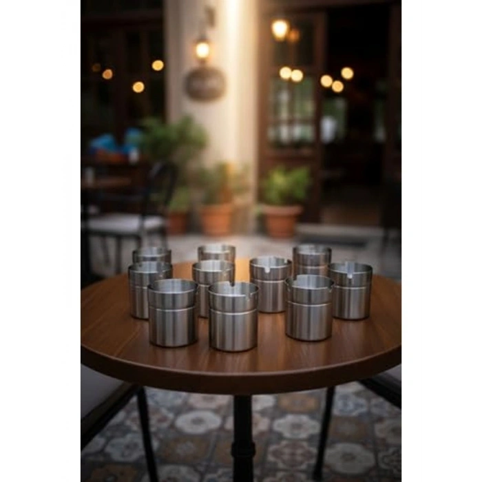 304 Kalite Paslanmaz Çelik Kapaklı Küllük, Araç Uyumlu