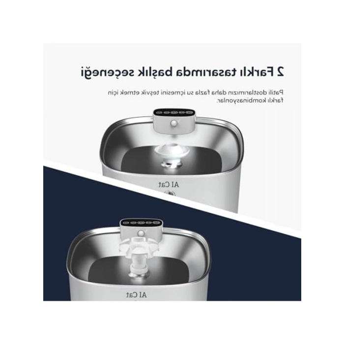 304 paslanmaz çelik akıllı kedi su pınarı, 60 gün şarjlı