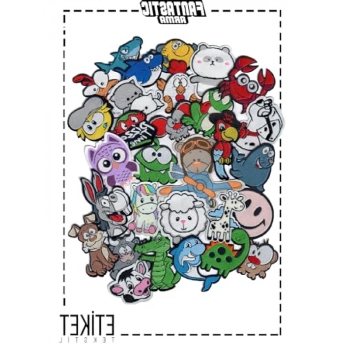 30’lu Hayvan Figürlü Ütüyle Yapışan Dokuma Patch Seti