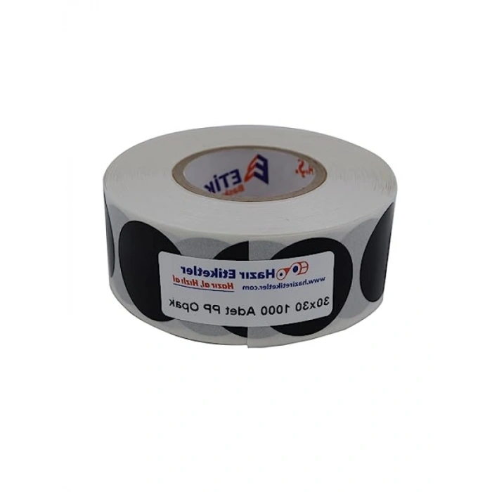 30mm x 30mm Opak Yuvarlak Rulo Etiket - 1000 Adet