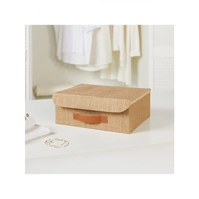 30x23x11 cm Jüt Kapaklı Çekmece İçi Organizer Kutu