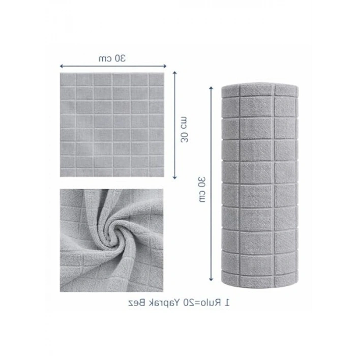 30x30 cm Rulo Mikrofiber Temizlik Bezi, 20li Paket