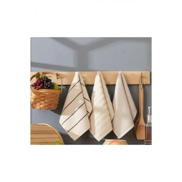 30x50 cm Bambu Mutfak Havlusu Seti, 6 Adet Bej Renk
