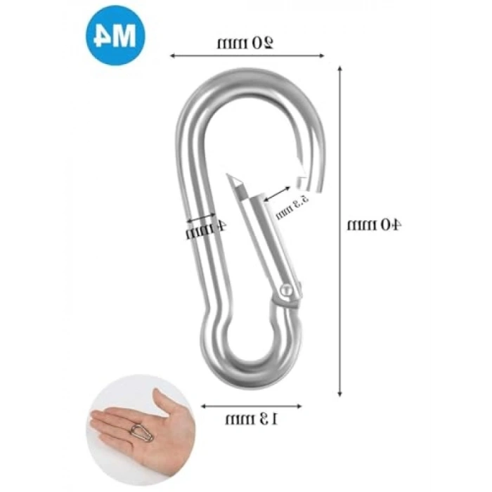 316 Paslanmaz Çelik M4 Karabina - 40x20x4 mm (10 ADET)