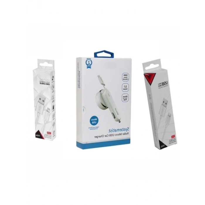 3.1A 15W Araç Şarj Aleti, Micro USB ve Type-C Kabloları ile Uyumlu