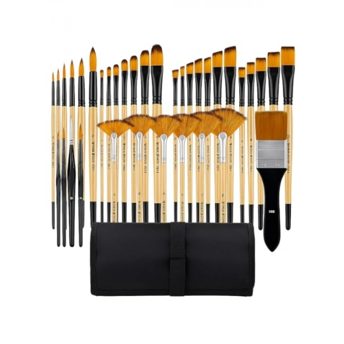 32 Adet Fırçadan Oluşan Sanat Seti - Cırt Bantlı Çantalı