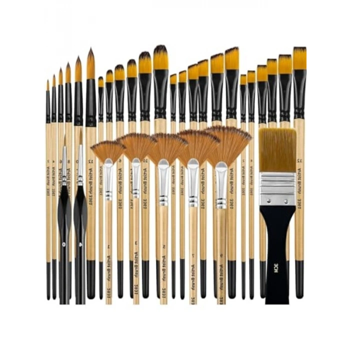 32 Parça Fırça Seti - Guaj, Akrilik ve Yağlı Boya için