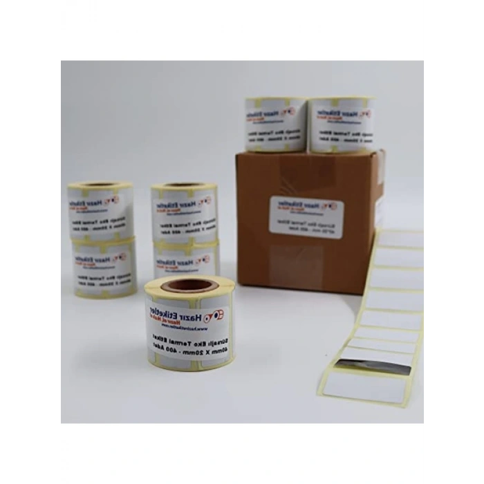 3200 Adet Eko Termal Etiket, 40mm x 20mm, 8 Rulo