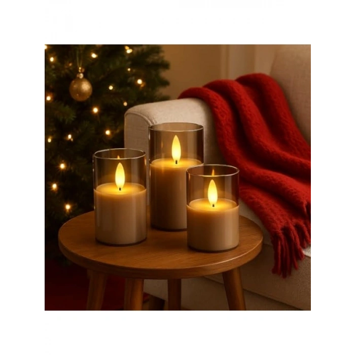 3200K Sıcak Işık ile 3’lü LED Mum Seti, Pilli