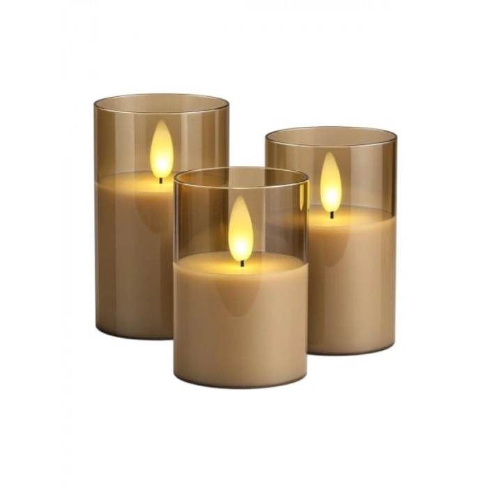3200K Sıcak Işık ile 3’lü LED Mum Seti, Pilli