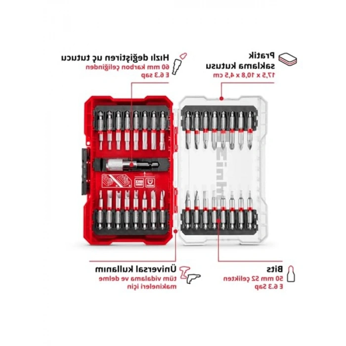 33 Parça Değiştirilebilir Uç Seti, S2 Çelikten Üretilmiş, Pratik Saklama Kutusu ile