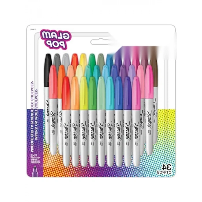 34lü Set - Kalıcı Markör - Çeşitli Renk Seçenekleri