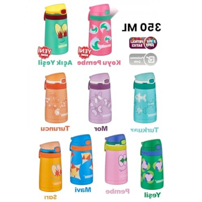 350 Ml Paslanmaz Çelik Pipetli Termos – Çocuklar İçin