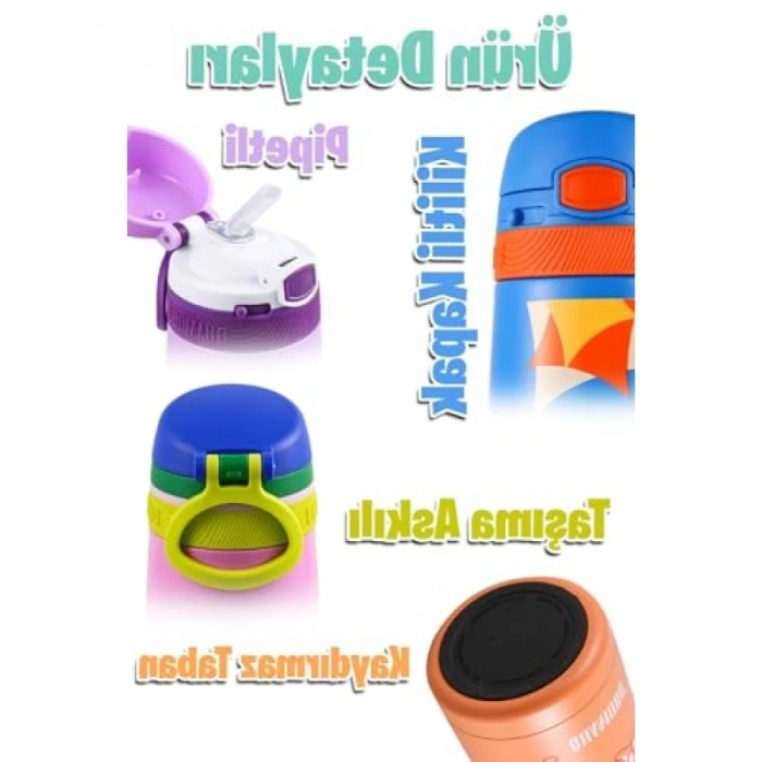 350 Ml Paslanmaz Çelik Pipetli Termos – Çocuklar İçin