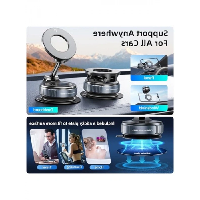 360° Ayarlanabilir Manyetik Telefon Tutucu, Araç İçin Katlanabilir