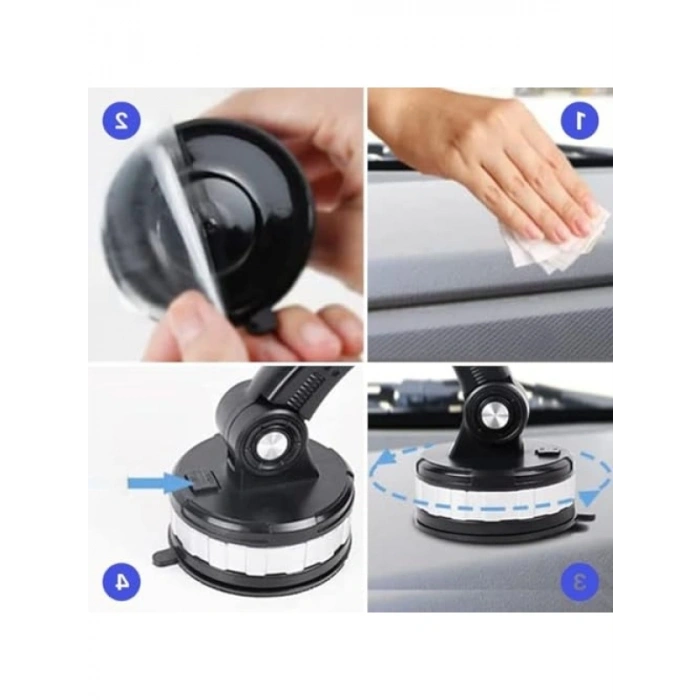 360 Derece Dönebilen Vantuzlu Telefon Tutucu - Araç İçi