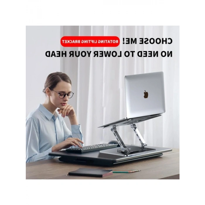 360 Derece Dönen Tabanlı Katlanabilir Laptop Standı - Alüminyum