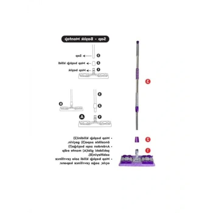 360 Derece Dönen Teleskopik Saplı Mikrofiber Mop