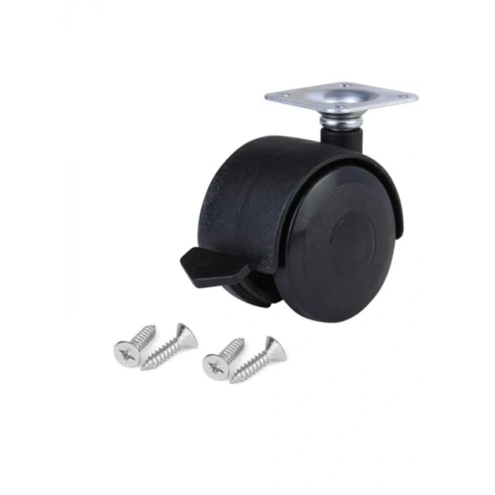 360 Derece Döner Tablalı Frenli Plastik Tekerlek Seti (4 Adet, Çap: 50 mm)