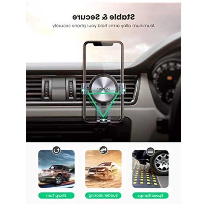 360 Derece Mekanik Araç İçi Telefon Tutucu, Uzay Grisi