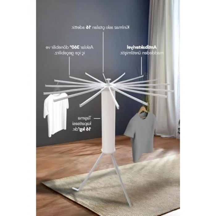 360° Dönebilen Açılıp Kapanabilir Kurutmalık Askı - Krem