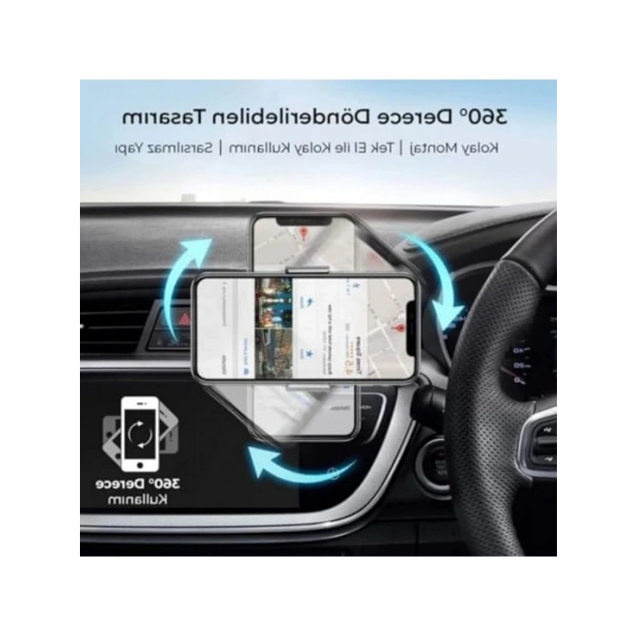 360° Dönebilen Araç İçi Telefon Tutucu, Uyumlu